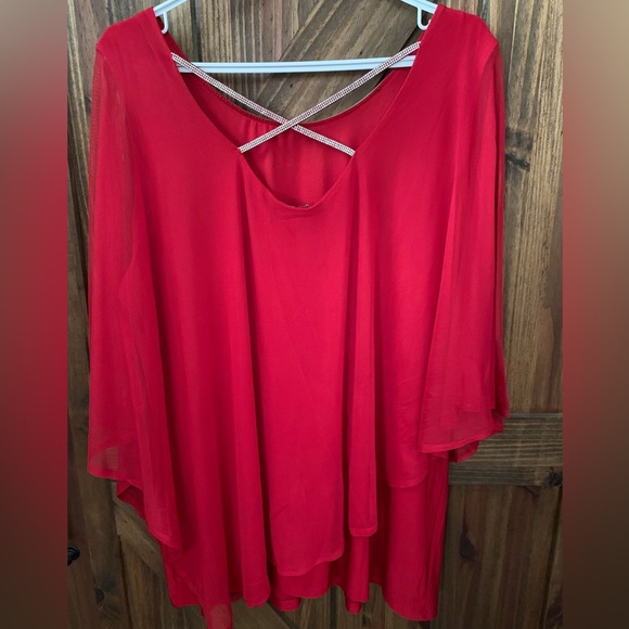 Elegant Red Top with Rhinestones - Picture 6 of 6